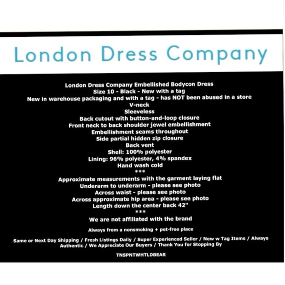 $159 London Dress Embellished Neck Bodycon Sheath 10 Large Black Jewel Shoulder - Picture 2 of 16